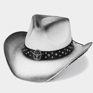 Boho Stone Beaded Band Western Straw Cowboy Fedora Hat